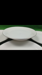 Piring Makan Keramik 1/2 Lusin Besar 10 Inch Ceper List Emas Packing Kayu