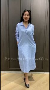 Stripe Shirt Maxi Bahan katun salur Ld 98cm P 115cm - Tangan panjang 798