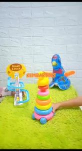BUN-BEBEK Paket Bermain anak 4 in 1 Tema Bebek Slide Balon Karet Seluncuran Stacking Duck
