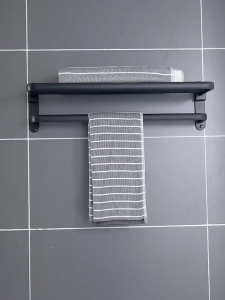 ราวแขวนผ้าขนหนู ชั้นวางผ้าเช็ดตัวแบบพับได้ติดผนัง แข็งแรง ทนทาน