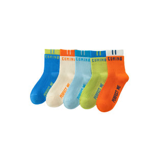 MiiOW | Breathable Thin Childrens Sports Socks Middle Tube Summer Casual Catman Boys Socks Absorb Sweat Cotton Polyester Blend