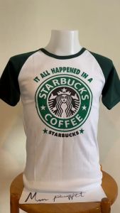 เสื้อยืดสโลปแขนสั้น สกรีนลายสตาร์บัคส์
