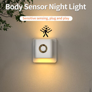 LED Night Light with EU Socket Motion Sensor Warm White Ambient Wall Lamp for Bedroom Staircase Toilet Corridor Bathroom