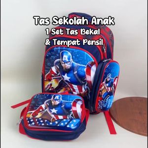 Tas Sekolah Ransel Troli Anak 3 in 1 Karakter Kartun Tas Punggung Kanvas Nilon COD T308