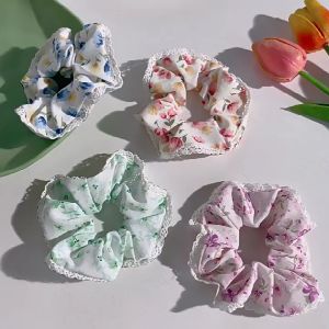 Scrunchie Karet Ikat Rambut Motif Bunga Aksesoris Rambut Wanita Korea Style Fashion