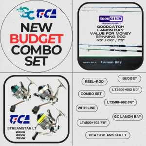 BUDGET COMBO SET TICA STREAMSTAR LT and GC LAMON BAY Beginners Value For Money Rod and Reel