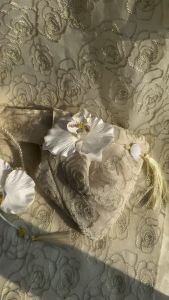 Áo dài cách tân dáng suông Kim Xuyến chất voan tơ 2 lớp 4 tà thêu nơ đính ngọc sang trọng - Áo Dài Nàng Mây