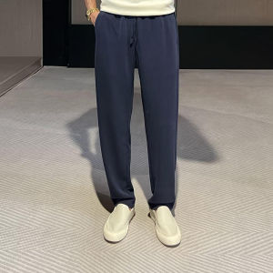 Trendy Mens Summer Thin Casual Pants Korean Simple Match Straight Leg Pants Teenagers Drapey High-End Feelings Pants