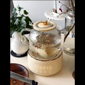 Visions Corning All Glass Health Pot 1L Household Small Electric Kettle stew pot Flower Tea Pot WK-EK1001-KDN/KZ Electric Hot Water Pot Multi-Function Boiling Water Cup thermostatic kettle Office Thermostatic Integrated Fresh Stew gift Hot Water Bottle