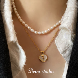 เครื่องประดับข้าว】สร้อยคอรูปดอกกุหลาบสร้อยระดับกระดูกไหปลาร้าชุบทอง18K