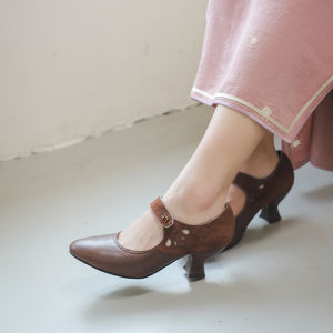 Xuxing | Rose Lover Republic of China Retro Wine Cup Heel Womens Genuine Leather Shoes Cheongsam Vintage Matching Fall and Winter High Heel