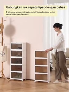 Rak Sepatu Kotak Sepatu Lipat Tebal Shoes Storage Box Organizer Plastik Susun