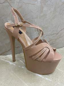 Elegant Pageant Platform Heels 6.8 inches Nude Color 35-40 Bragais Inspired Mules