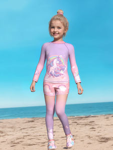 New Arrival Childrens Swimwear Split Girl Children and Teens Long Sleeves Pants Sunscreen Swimwear Baby Girl Conservative Swimwear