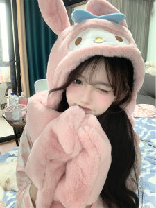 Sanrio Cinnamoroll Babycinnamoroll Clow M Melody Multi-Function Ear Moving Scarf Hat Heattech Plush Cute