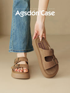 Agsdon | Soft Bottom Elevating Double Buckle Summer Slide Sandals