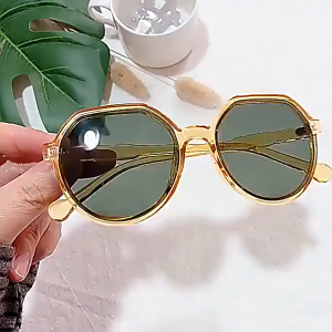 PL-H041 Kacamata Hitam Frame Hexagon Korean Retro Elegan Fashion