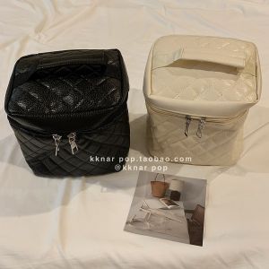 Patent Leather Satchel Cosmetic Bag Portable Straight Version Large Capacity Fashion Simple Travel PU Leather Toiletry Bag New Arrival