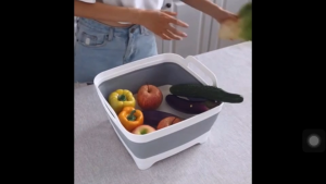 Collapsible Tub Wash Basin for Baby Bottles with Drain Plug 2.4 Gallons Space-Saving Camping Sink for RV Collapsible Dish Tub (Gray)