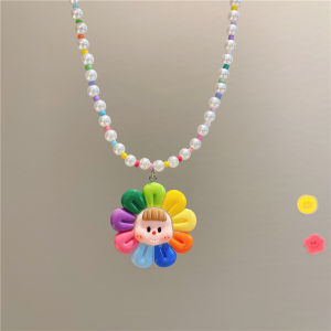 Childrens Princess Style Beaded Necklace Girls Sunflower Multi-Sister Clavicle Chain Baby Pendant Accessory for Girls