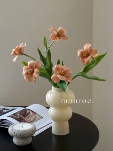 High Quality Hand Feel Blooming Artificial Tulips Fake Flowers Mocha Blue Purple Vase Floral Decorations for Living Room