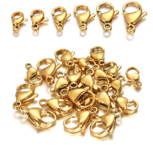30pcs/lot 9 10 11 12 13 15mm Gold Stainless Steel Lobster Clasp Hooks Findings Connector For Jewelry Making DIY Chain Supplies