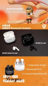 AIR69 - Handsfree Bluetooth LENYES AIR-69 TWS Wireless Earphone Bluetooth 5.4 Headset Smart Touch Hifi Stereo Earbuds