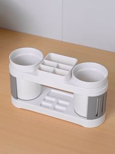 ชุดอุปกรณ์แปรงฟัน 2in1 สีส้ม/สีเทา ช่วยจัดระเบียบพื่นและให้สวยงามในห้องน้ำ