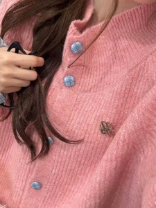 เสื้อคาร์ดิแกนถักหนาสำหรับผู้หญิง ฤดูใบไม้ผลิ ฤดูใบไม้ร่วง ฤดูหนาว สีสันสดใส นุ่ม น่ารัก หลากหลาย สไตล์หวาน แขนยาว ปกติ