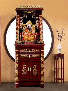 Rustic Solid Wood Buddha Niche Altar Table God Platform Cabinet Home Use Free Standing Cabinet Deity Niche Wealth God Cabinet