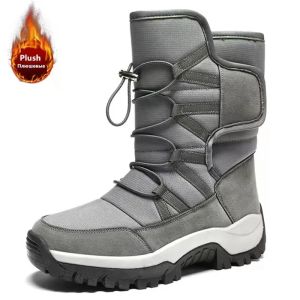 New Warm Men Plush Snow Boots High Top Winter Mens Boots Waterproof Winter Motorcycle Boots Outdoor Anti-Slip Men Hiking Boots