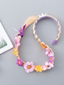 Long Hair Princess Frozen Wig Braids Childrens Crown Magic Stick Ariel Hair Accessories for Girls Mermaid Style