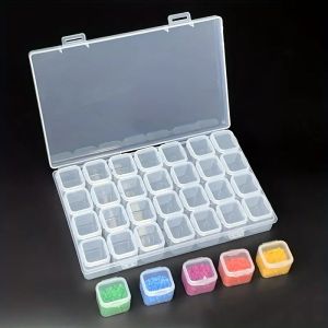 A storage box for DIY diamond painting bead arrangement handicrafts and jewelry with separate sections for easy access.