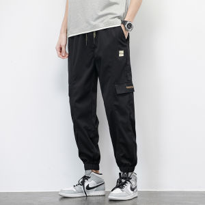 ROMON | Romon Mens Summer Thin Ice Silk Casual Loose Trousers Nine Points Workwear Pants Elastic Waist Cargo Shorts Cool Feeling