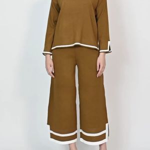 QUEENTIN One-Set 152 Setelan Wanita Rajut Knit Polos Bergaris Stretch Premium Lengan Panjang