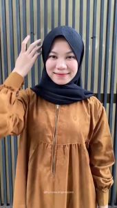Hermosa - Abaya Emboss Merak Caramel Wolfis Premium I Abaya Kekinian I Abaya Mewah I Abaya Syari