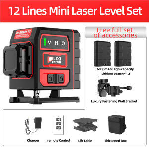 OULIXI Super Mini 12 / 16 Lines Laser Level for Construction 3D Green Light 360° Cross Self-Leveling Measuring Tool with Full Set of Accessories
