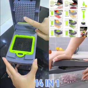 Bộ dụng cụ nạo rau củ quả đa năng có nắphộp tích hợp dao cắt thái gọt nạo bào sợi rau củ quả kiểu hạt lựu tiện lợi