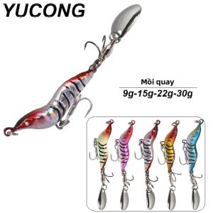YUCONG Kim Loại VIB Mồi Tôm Spinnerbait Chìm Dụ Với Đầm Thìa 9-15-22-30G Trolling Câu Cá Cebos Cho Đại Dương Sông Hồ