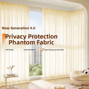SHELIANKE | Translucent But Not Transparent Light Amber Illusion Sheer Curtains