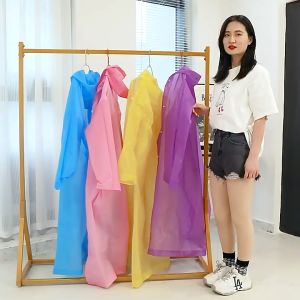 Thick Raincoat Adult Outdoor Camping Waterproof Jacket Clear EVA Rain Coat Hooded Poncho Rainwear