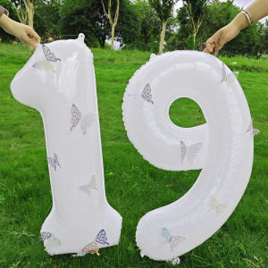 White 3D Butterfly Aluminum Foil Balloon Set Fresh White Balloon Suitable for Birthdays and anniversaries