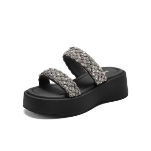 Belle | Shimmering Thick Heel Sandal Slippers