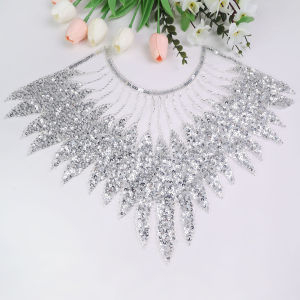 50cm*39cm 1Piece New style mesh base with beaded sequins heavy DIY chest embroidery collar patch