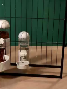 Hanging Pet Feeder Automatic Dispenser Large Capacity Cage Mounted Food Water Bowl Cats Dogs Rabbits Bekas Air Kucing