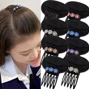 Rhinestone vô hình Fluffy Sponge kẹp tóc phía trước Đường Tóc khối lượng cơ sở Puff đệm búi tóc tạo kiểu tóc tóc kẹp tóc