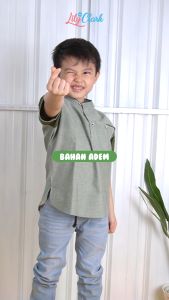Lily And Clark Kemeja Anak Laki-Laki Tangan Pendek Berkualitas Banget Warna Hijau Combine KP10