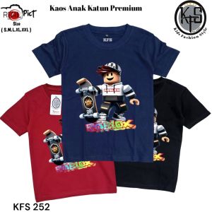 KFS 252 Baju Kaos Roblox Skateboard Anak Laki-laki Katun Premium Lembut