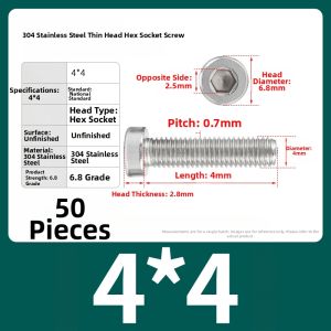 BAIRUITE | Low Profile Hexagon Extended Stainless Steel Screws