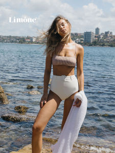 LIMONE | High Waist Square Neck Vintage Split Bikini